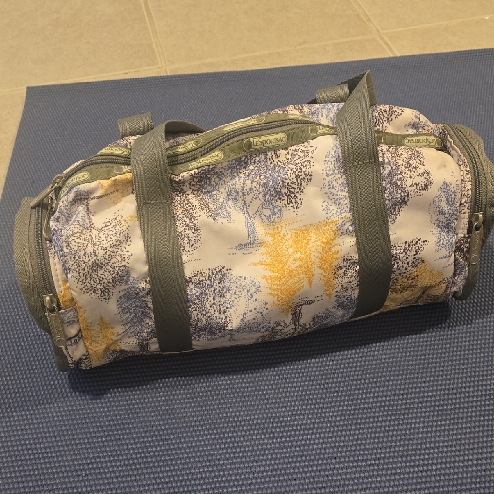 LeSportsac White and Yellow Duffel Bag